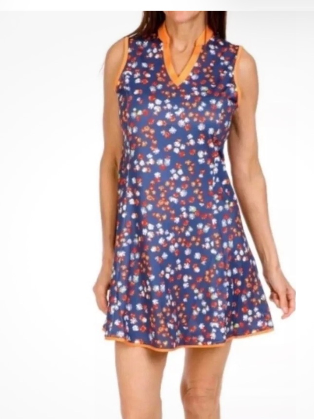 Callaway Opti-dry Floral  Golf Dress with Orange‎ Trim- worn once. 139 retail